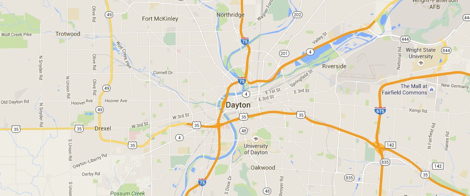 Dayton Waste Disposal Dumpster Rental Service Area Map